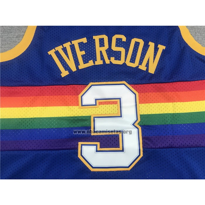 Camiseta Denver Nuggets Allen Iverson NO 3 Mitchell & Ness 2006-07 Azul